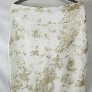Lularoe Cassie Skirt, white with gold splatter